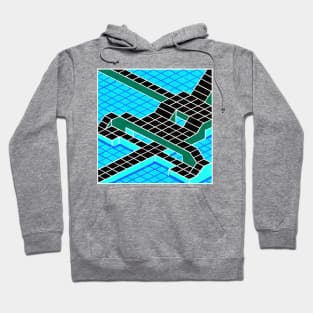 Inverted Blue Green Black Geometric Abstract Acrylic Painting Hoodie